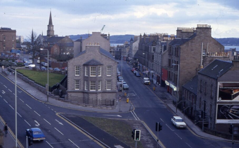 Aerial view of the Perth Road junction in Dundee.