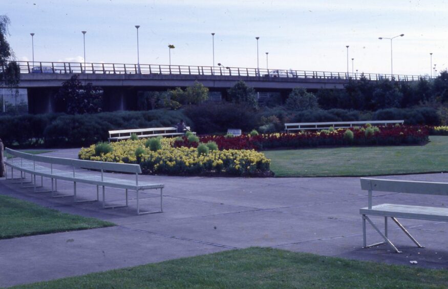 Tay Road Bridge gardens looking beautiful on a sunny day.