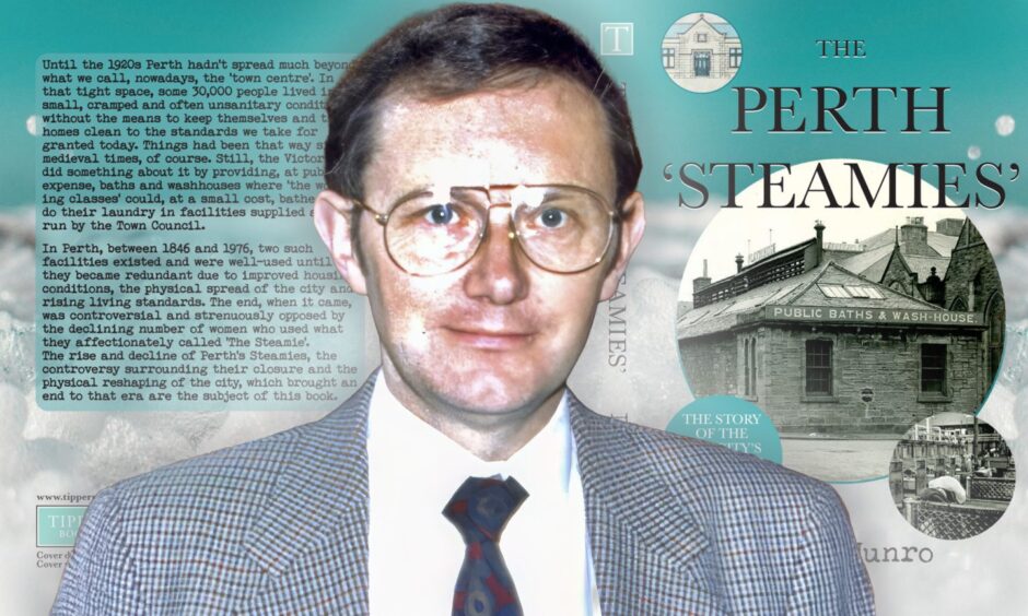 a picture of former Perth planning chief Denis Munro and the Perth Steamies book cover 