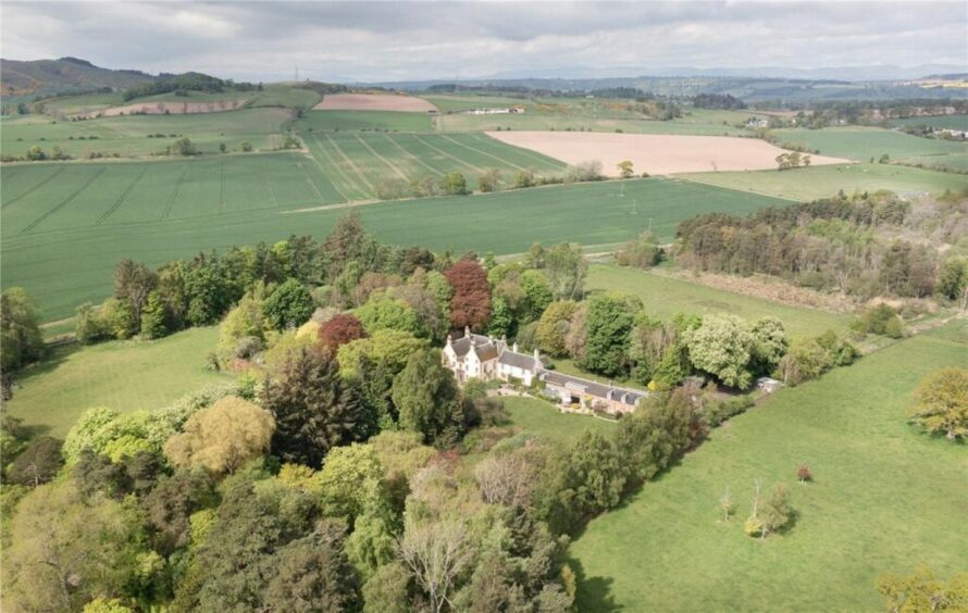 An aerial view of the Perthshire home.