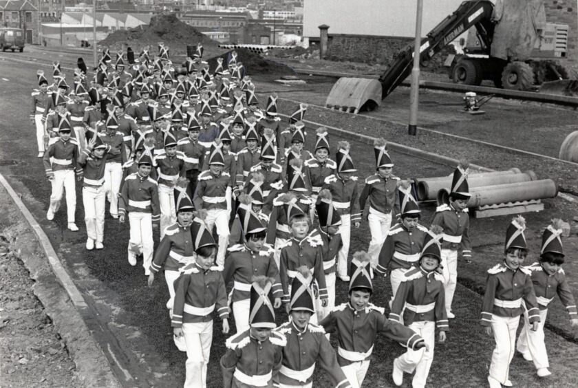Dundee Scout Gang Show members dressed as soldiers before the 1983 show. 