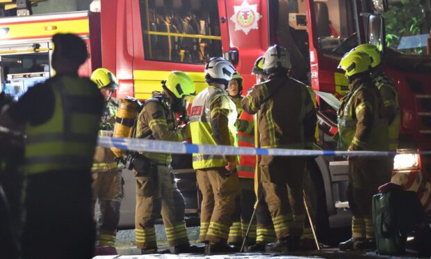 Emergency services at the scene at the Parmelia Court flat fire