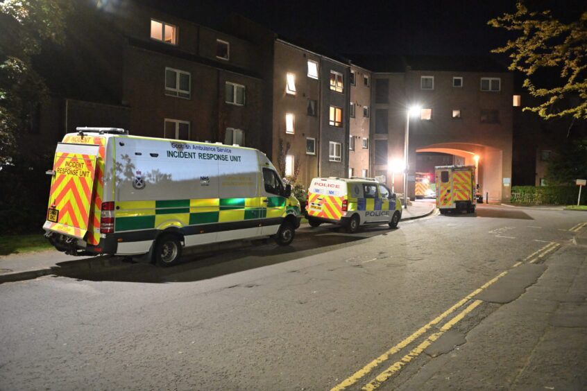 Several emergency responders were at the scene