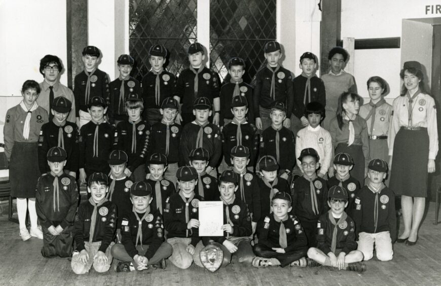 The Dundee Cub pack celebrate at Roseangle church hall.