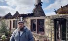 Gareth Parsons outside the fire gutted remains of his cottage at Grange of Lindores. Image: Michael Alexander