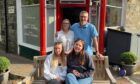Strathtay Post Office owners Simon and Alison Gray with their daughters Erin and Rachel.