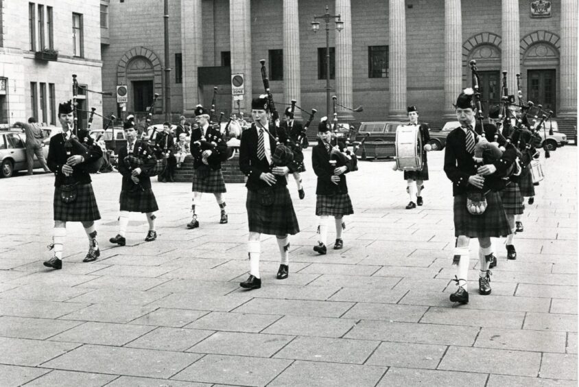 Dundee's Whitfield High School pipe band.