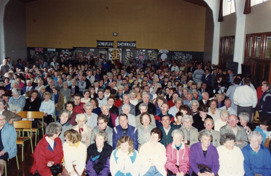Hundreds packed the school hall in May 1991 and called for action following increasing problems in Charleston with vandalism, drink and drugs.