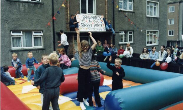 Children having fun at the Brownhill Place street party in July 1995.