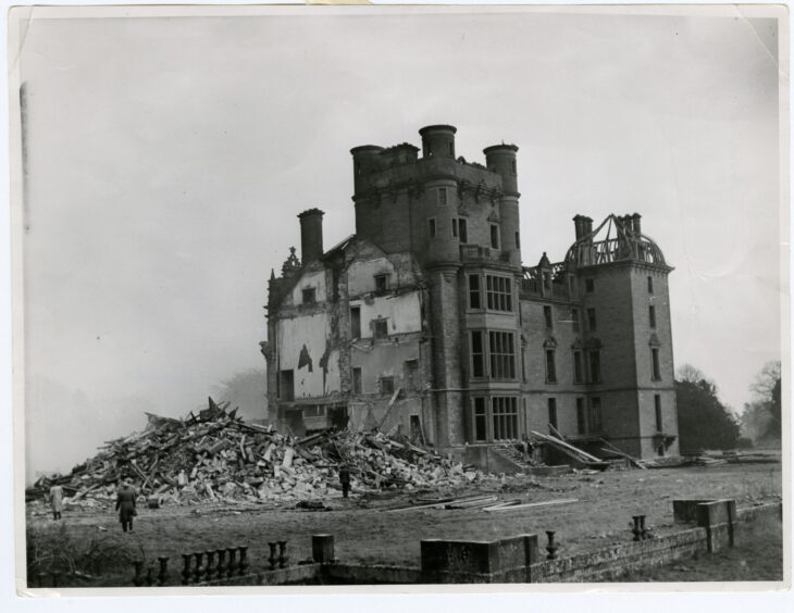 Panmure House on November 10, 1955, following its partial demolition by explosion.