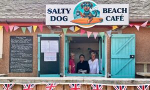 Pictured, from left to right, Fiona Ramsey, Anne Ramsey and Jane Taylor at Salty Dog Beach Cafe. Image: Supplied