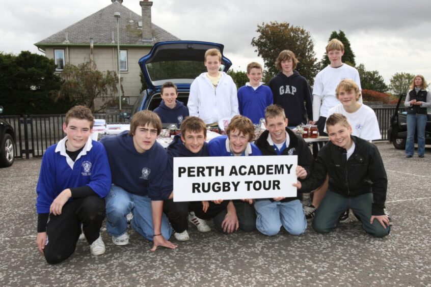 youngsters at their stall in the car park