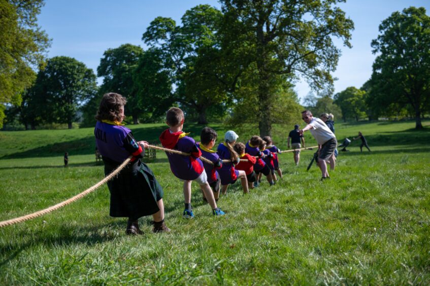 Angus primary schools tug o' war at Glamis Castle.