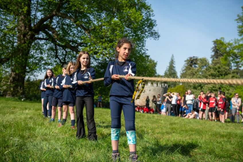 Angus primary schools tug o' war at Glamis Castle.