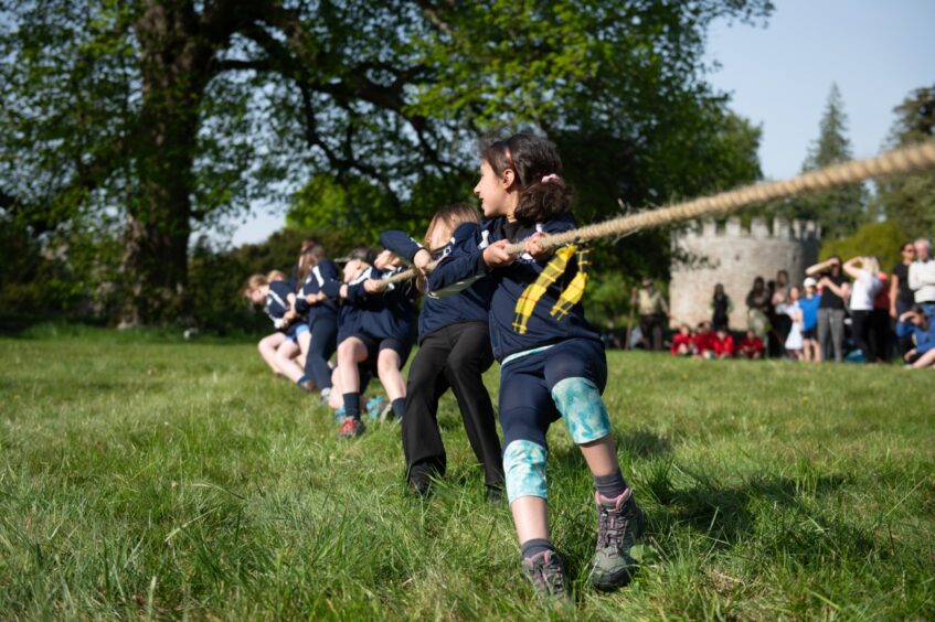 Angus primary schools tug o' war at Glamis Castle.