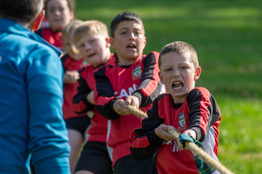 Angus primary schools tug o' war at Glamis Castle.
