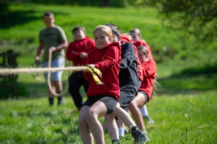 Angus primary schools tug o' war at Glamis Castle.