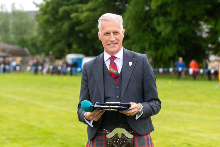 Robert Lovie was the commentator for the Blackford Highland Games.