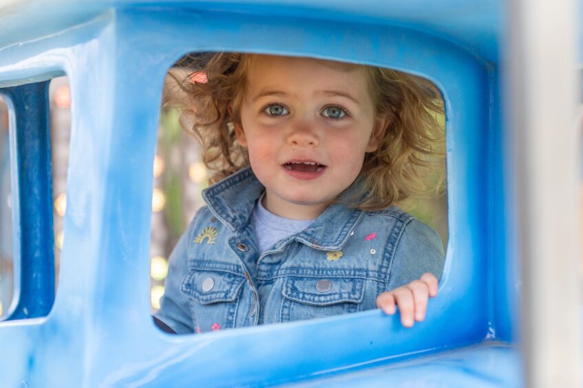 Edie McCulloch on a funfair ride