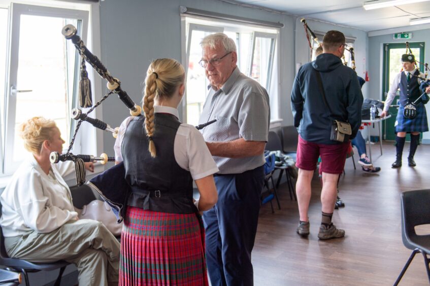 Bagpipers practising