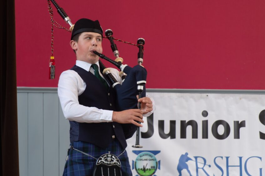 Hamish Stephen playing the bagpipes
