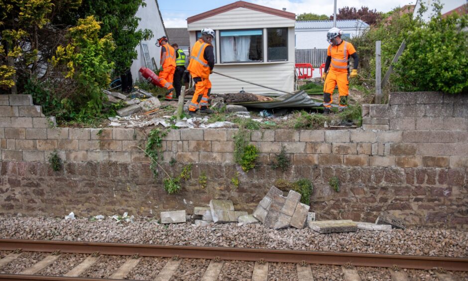 Carnoustie static caravan incident at east coast rail line.