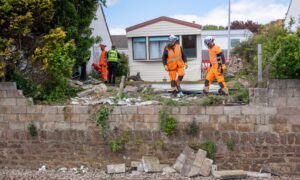 Rail services were suspended to deal with the Carnoustie wall collapse. Image: Kim Cessford/DC Thomson