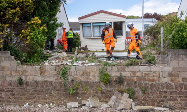 Rail services were suspended to deal with the Carnoustie wall collapse. Image: Kim Cessford/DC Thomson