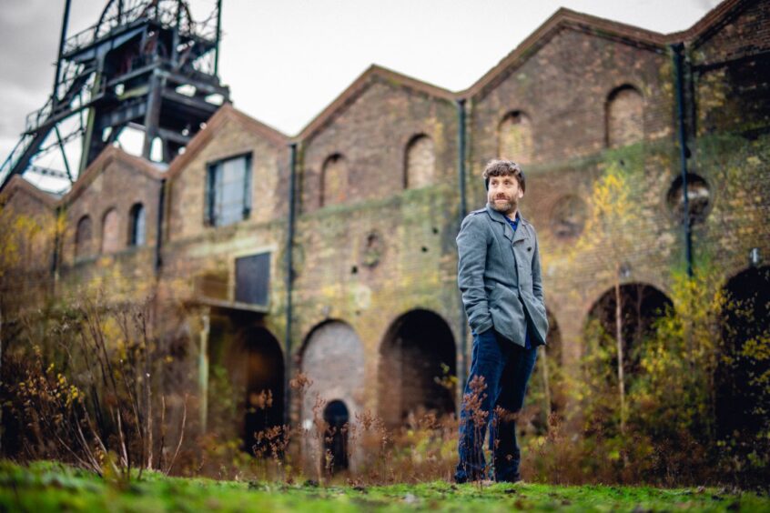 Image shows: Playwright Martin Green at the National Mining Museum in Scotland.