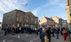 Forfar pays tribute at Town and County Hall. Image: Kenny Smith/DC Thomson