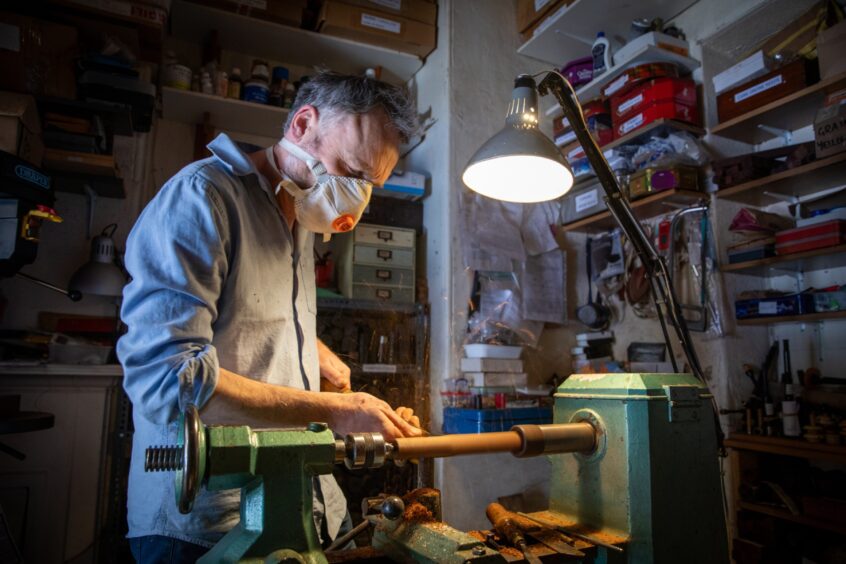 Alan Waldron in his workshop. Image: Kenny Smith/DC Thomson