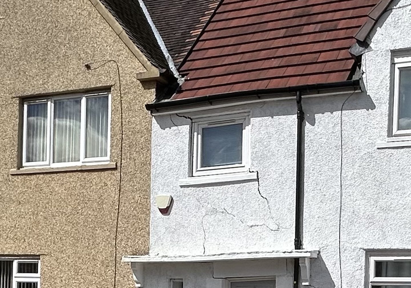 Severe cracks in wall caused by the old mine subsidence.