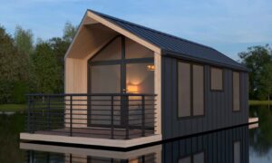The Kingennie lodges would float on a former fishing lochan. Image: Voigt Architects