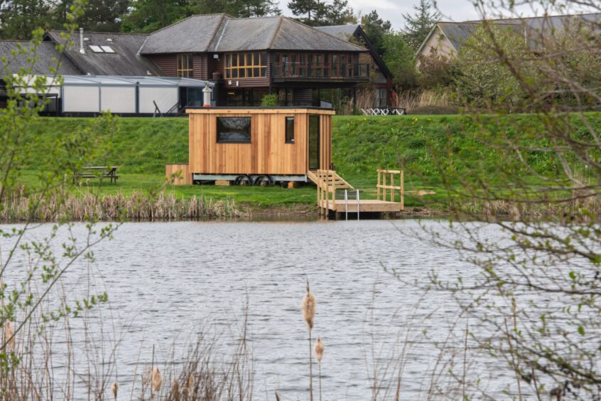 The wild sauna is on the banks of a heart-shaped pond at Forbes of Kingennie