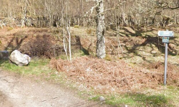 The B846 entrance to Craigenour Estate near Kinloch Rannoch.