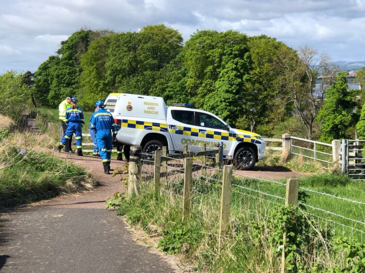 A coastguard vehicle at the incident near Tayport
