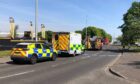 Emergency services on Dunsinane Avenue at Dunsinane Industrial Estate, Dundee.