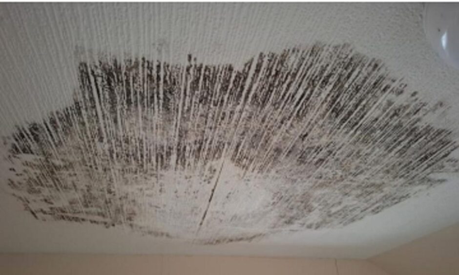 Picture shows water damage to the ceiling inside the Albert Hotel in North Queensferry.