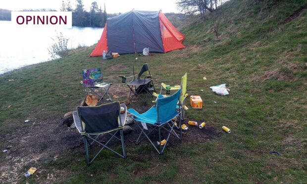 Huge amounts of litter left behind at Loch Clunie. Image: DC Thomson.