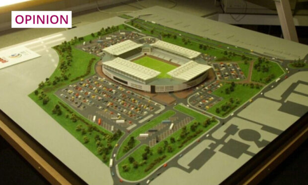 A scale model of the stadium at Caird Park proposed as part of Scotland's Euro 2008 bid.