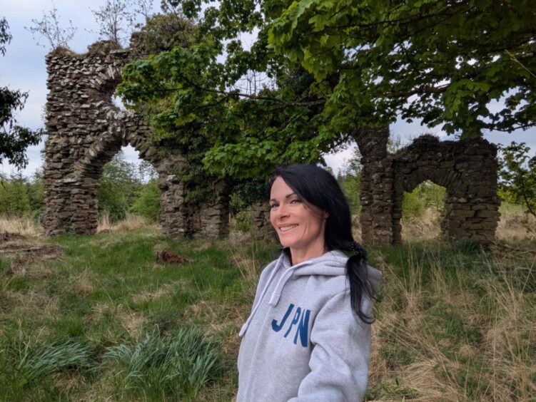 Gayle at the castle folly on Panmure estate