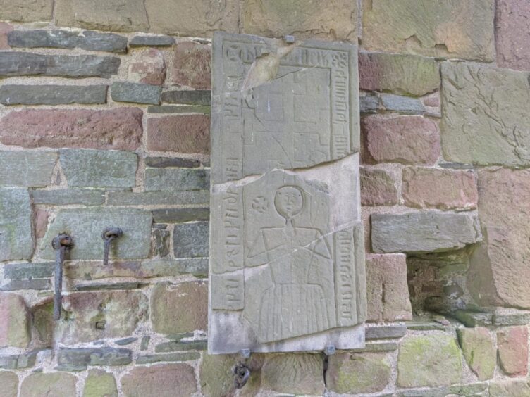 A crude medieval grave slab inside Restenneth Priory. Image: Gayle Ritchie