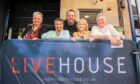 Left to right is Morag Gibson (from Tayport), Cath Hunter (from Tayport), Sarah Cooper (from Dundee) and Valerie Redlarski (from Dundee) and at the back is Chris Gordon (security/staff) Image: Steve MacDougall/DC Thomson