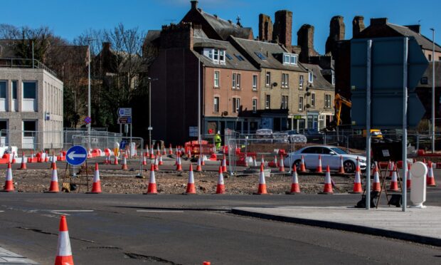 The Place for Everyone roadworks in Arbroath in March.