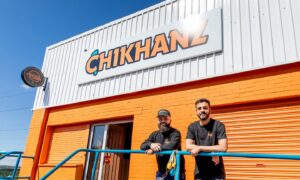 Owner Ali Khan (left) with staff member Faisal outside Chikhanz.