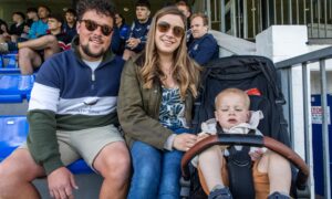 Ross, ALysa and Reuben (2) enjoy the rugby at Howe of Fife Rugby Club in Cupar. Image: Steve Brown/DC Thomson