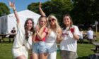 Kinross girls Erin Winton, Lauren Graham, Erin Sharp and Isla Prentice lapping up the sunshine  at Kinross Beer Garden and Funfair today. Image: Steve Brown/DC Thomson