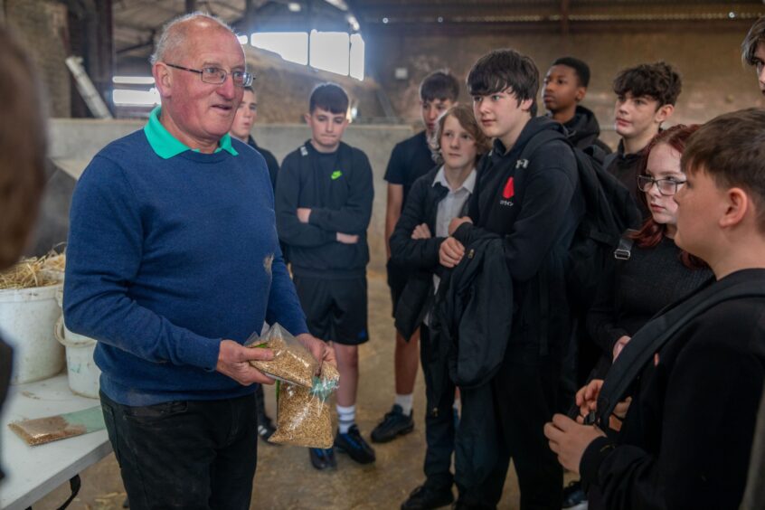 Bell Baxter High pupils visit Hilltarvit Mains Farm.