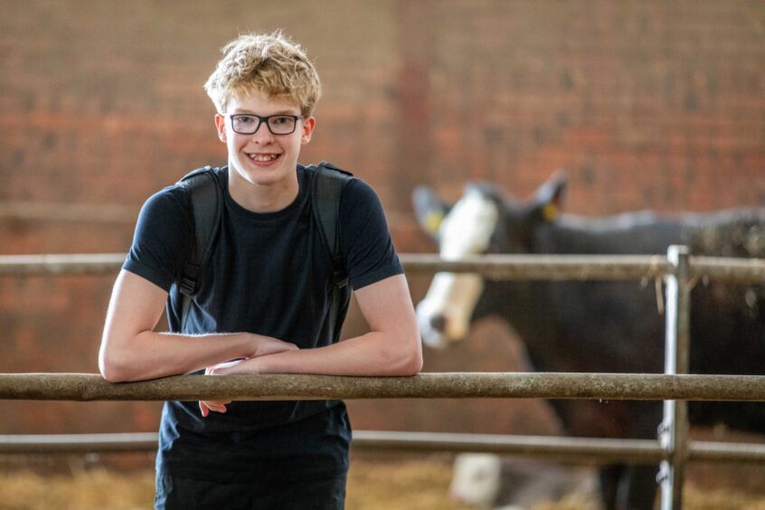 Brogan Smith, 14, from Cupar, on the farm. 