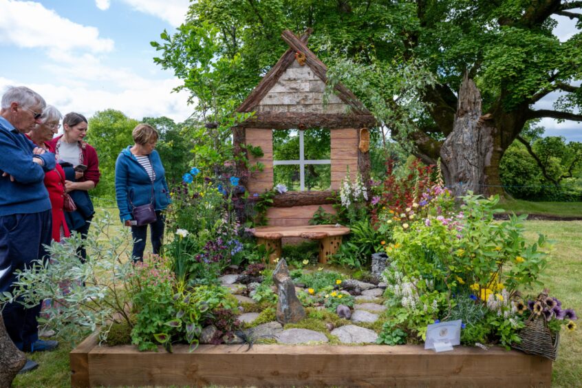 People looking at garden display